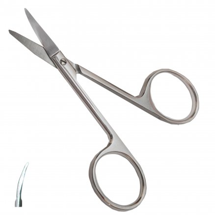 Ножиці по Stevens, вертикально - зігнуті, тупокінцеві. Довжина 10,0 см